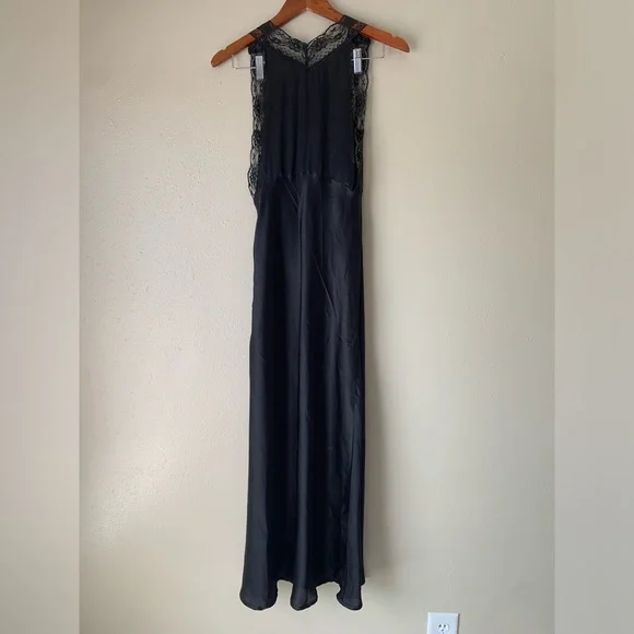 ❌SOLD❌Nasty Gal Black Satin Trim Lace Slip Dress Size Small - Picture 7 of 13